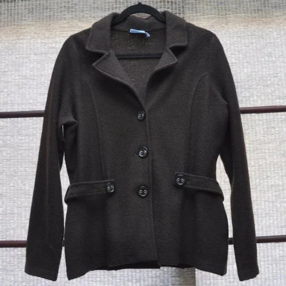 100% WOOL Denver Heyes brown coat jacket Size XL/TG - Picture 1 of 7